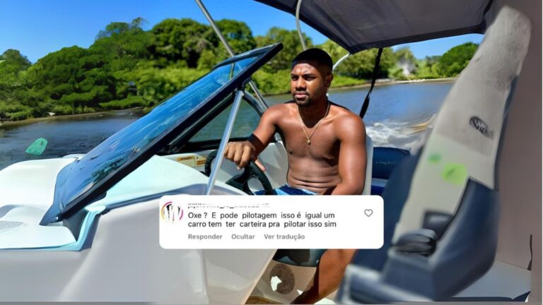 Davi BBB 24 pilotando lancha