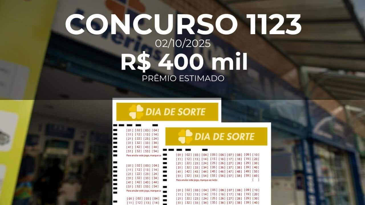 Resultado do Dia de Sorte concurso 1123 com prêmio estimado de R$ 400 mil