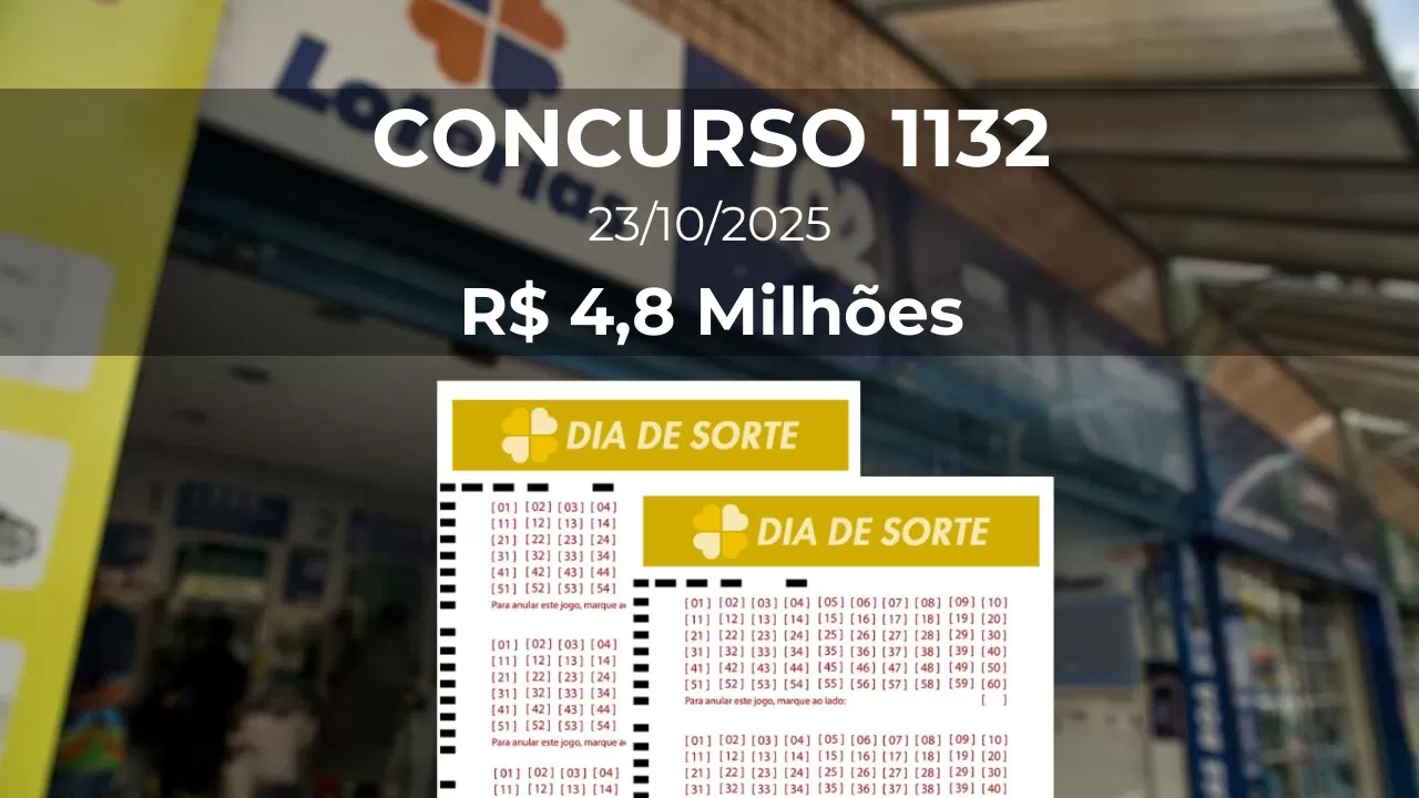 Resultado da Dia de Sorte 1132 com prêmio estimado de R$ 4,8 Milhões