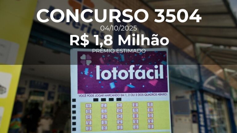 Resultado da Lotofácil 3504. Números: 01, 02, 04, 06, 07, 09, 10, 12, 15, 16, 17, 21, 22, 23, 25