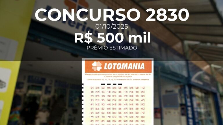 Resultado da Lotomania concurso 2830 com prêmio estimado de R$ 500 mil