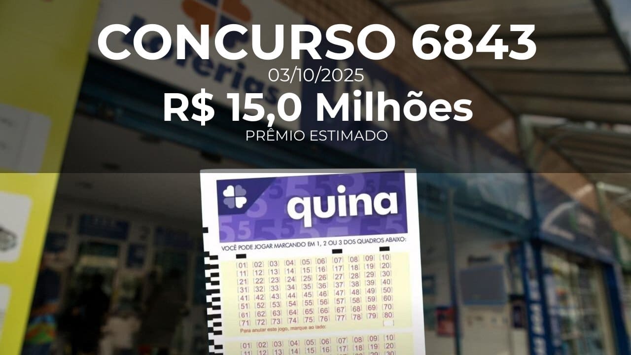 Resultado da Quina 6843. Números: 04, 14, 45, 71, 80. Acumulou!