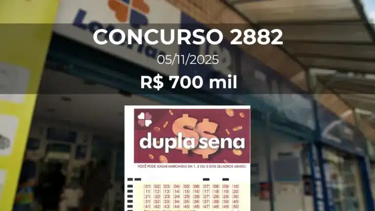 Resultado da Dupla Sena 2882 com prêmio estimado de R$ 700 mil