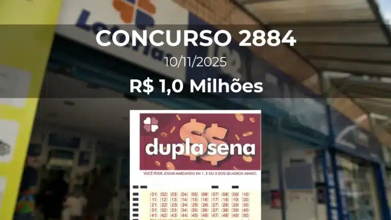 Resultado da Dupla Sena 2884 com prêmio estimado de R$ 1,0 Milhões