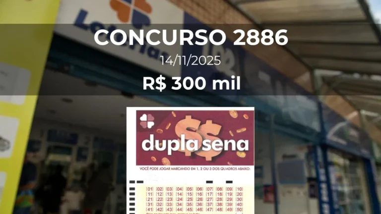 Resultado da Dupla Sena 2886 com prêmio estimado de R$ 300 mil