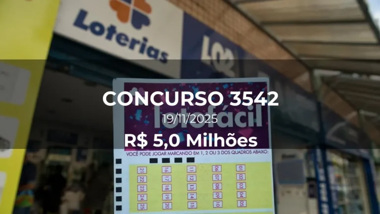 Estimativa de prêmio da Lotofácil 3542: R$ 5,0 Milhões