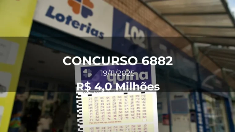 Estimativa de prêmio da Quina 6882: R$ 4,0 Milhões