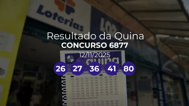 Quina 6877 teve ganhador único de Sao Paulo/SP. Números sorteados: 26, 27, 36, 41, 80