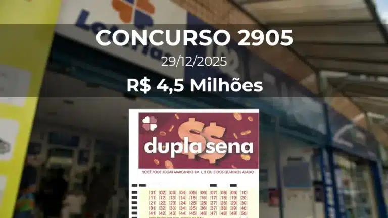 Resultado da Dupla Sena 2905 com prêmio estimado de R$ 4,5 Milhões