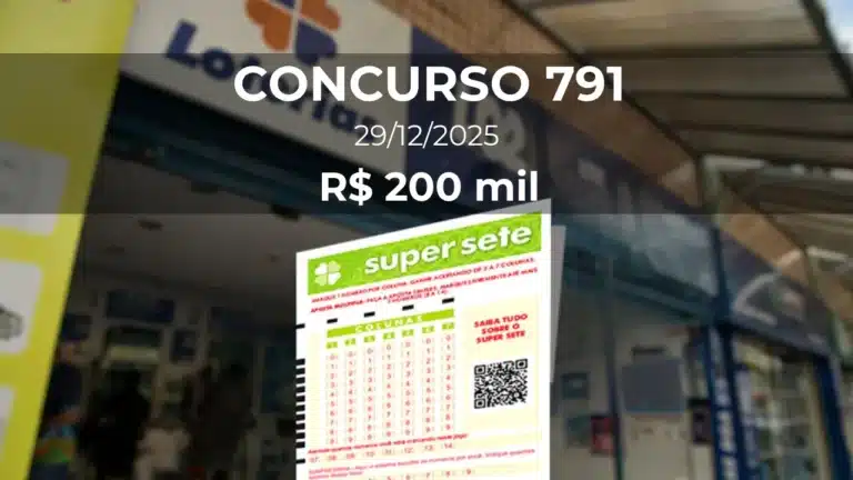 Resultado da Super Sete 791 com prêmio estimado de R$ 200 mil