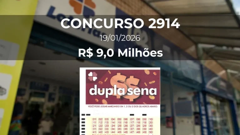 Resultado da Dupla Sena 2914 com prêmio estimado de R$ 9,0 Milhões