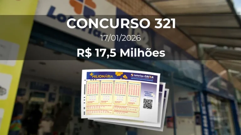 Resultado da +Milionária 321 com prêmio estimado de R$ 17,5 Milhões