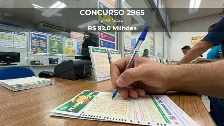Resultado da Mega-Sena 2965 com prêmio estimado de R$ 92,0 Milhões
