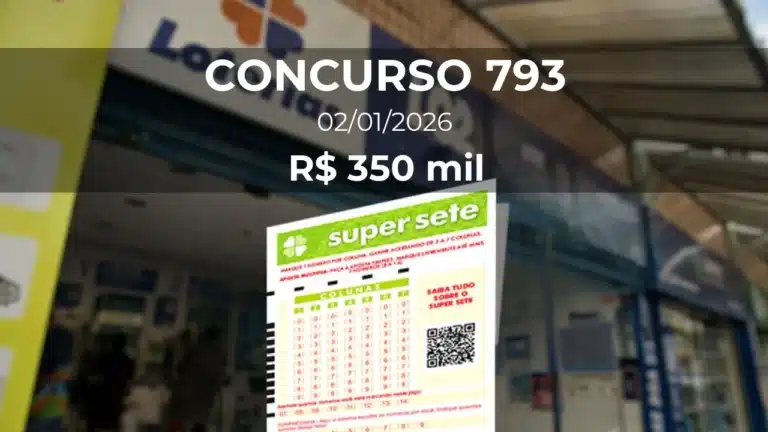 Resultado da Super Sete 793 com prêmio estimado de R$ 350 mil