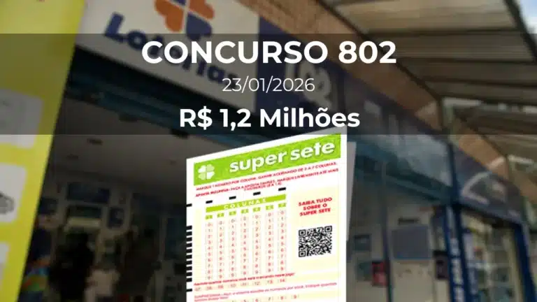 Resultado da Super Sete 802 com prêmio estimado de R$ 1,2 Milhões