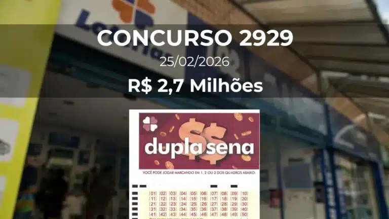 Resultado da Dupla Sena 2929 com prêmio estimado de R$ 2,7 Milhões