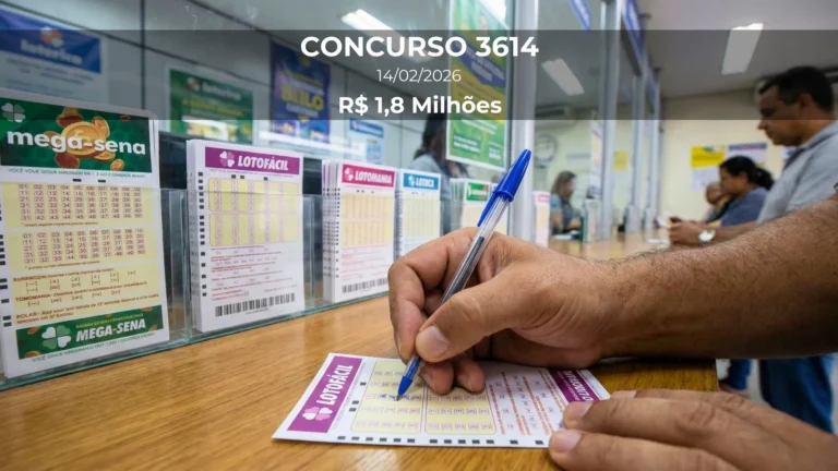 Resultado da Lotofácil 3614 com prêmio estimado de R$ 1,8 Milhões