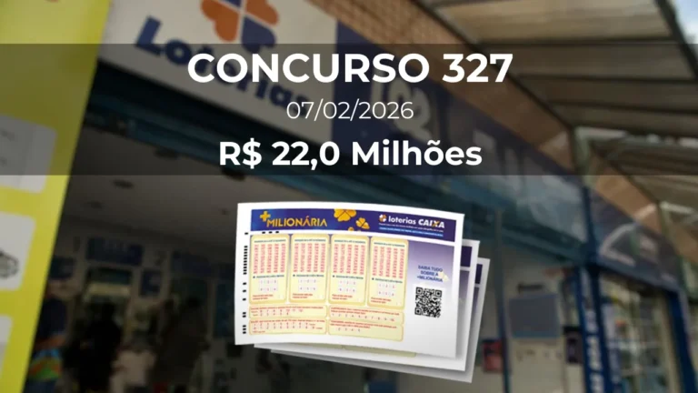 Resultado da +Milionária 327 com prêmio estimado de R$ 22,0 Milhões