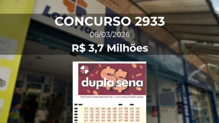 Resultado da Dupla Sena 2933 com prêmio estimado de R$ 3,7 Milhões