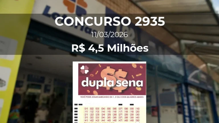 Resultado da Dupla Sena 2935 com prêmio estimado de R$ 4,5 Milhões