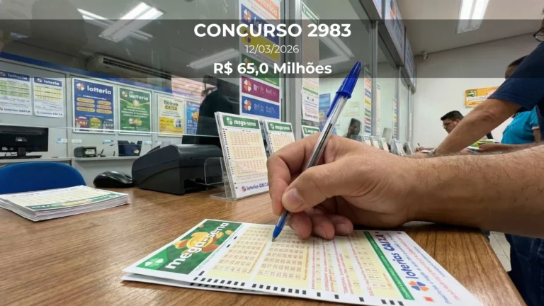 Resultado da Mega-Sena 2983 com prêmio estimado de R$ 65,0 Milhões