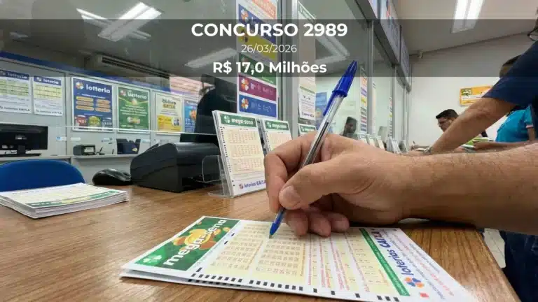 Resultado da Mega-Sena 2989 com prêmio estimado de R$ 17,0 Milhões
