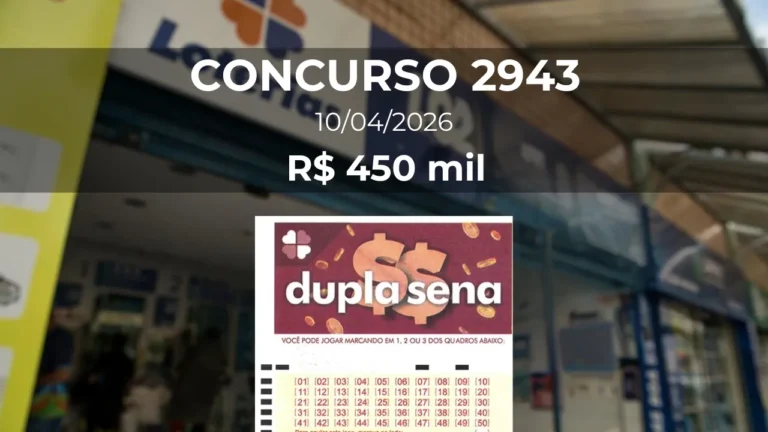 Resultado da Dupla Sena 2943 com prêmio estimado de R$ 450 mil
